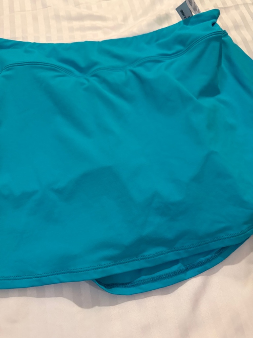 Beach House Turquoise and White Swim Top with Geometric Accent - Picture 4 of 14
